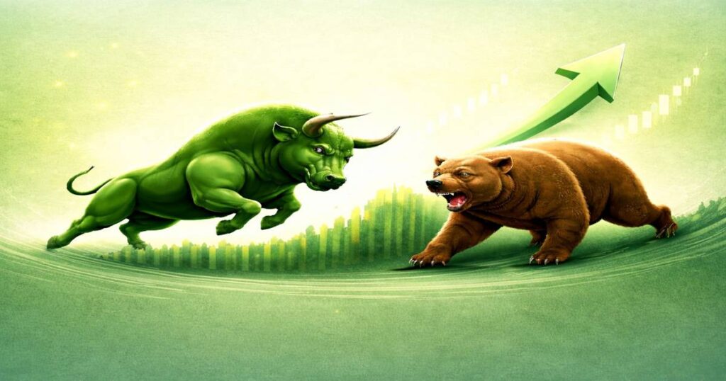 bull and bear stock market concept illustration